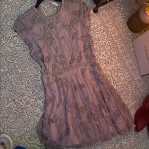 Free People Lilac Embroidered Mini Dress